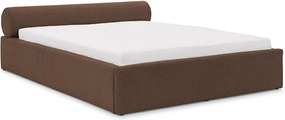 Letto matrimoniale imbottito marrone con contenitore con rete inclusa 140x200 cm Cille – Ropez
