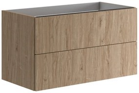 Mobile da bagno sotto lavabo Opera noce L 89.5 x H 50 x P 45.5 cm 2 cassetti, lavabo non incluso