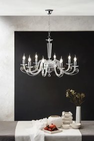 Lampadario cherubini 8 luci cristallo e cromo attacco e14 d.90cm