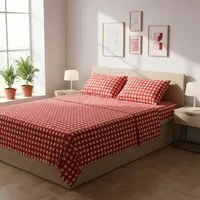 Completo letto matrimoniale quadretti corallo