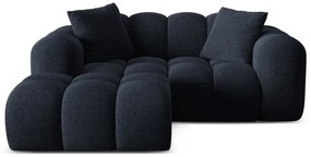 Divano angolare blu scuro (con penisola a sinistra/con chaise lounge) con rivestimento in ciniglia Treno – Cosmopolitan Design