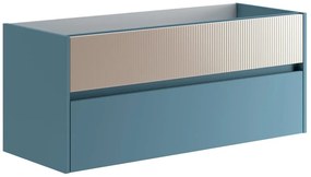 Mobile da bagno sotto lavabo Niwa blu laccato opaco L 119.5 x H 50 x P 45.5 cm 2 cassetti, lavabo non incluso