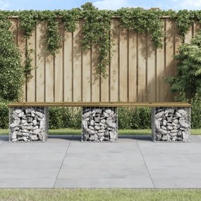 Panca da giardino design gabbione 203x31x42 cm pino impregnato