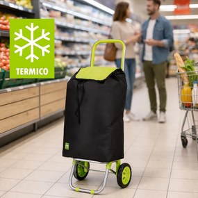 Carrello per la Spesa Poseidon Trolley con Rivestimento Termico 36x30x90 cm e Ruote Verde...
