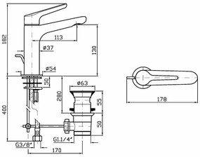 Rubinetto lavabo monocomando con Scarico Cromo Zucchetti Medameda zmm710