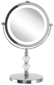 Specchio da tavolo luminoso ø 20 cm argento LAON Beliani