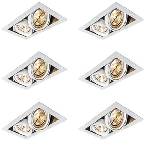 Set di 6 Faretti da Incasso Bianchi AR111 Orientabili a 2 Luci - Oneon