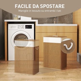 Cesto Portabiancheria 72L con Sacco Rimovibile 40x30x60 cm in Vimini e Bambù Marrone...