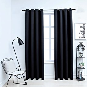 Tende Oscuranti Con Anelli İn Metallo 2 Pz Nere 140x225 Cm /