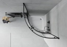 Mexen Rio cabina doccia semicircolare 70 x 70 cm, fasce nere, nera + piatto doccia, bianco - 863-070-070-70-20-4710