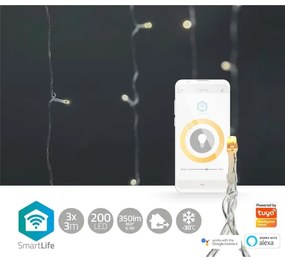Nedis WIFILXC01W200- Tenda di Natale LED 200xLED/8 funzioni 6m IP65 Wi-Fi Tuya caldo