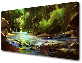 Quadro su tela Natura Stones Lake Forest 100x50 cm