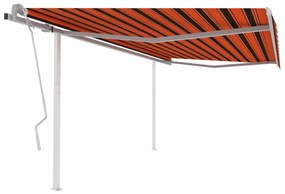 Tenda Da Sole Retrattile Manuale Pali 4,5x3 M Arancio Marrone /