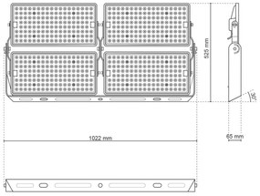 Faro Modulare LED 1.000W IP66 angolo 60° 135lm/W IK08 - LIFUD Driver Colore Bianco Naturale 4.000K