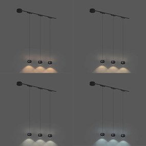 Sistema di illuminazione su binario moderno con 3 luci a sospensione nere monofase - Magnetic Lance