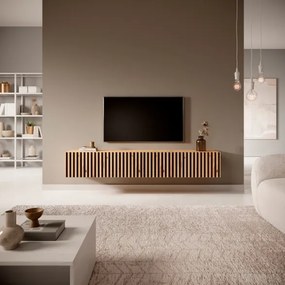 Mobile TV Sospeso Listellato 175 Cm Rovere E Nero Astra