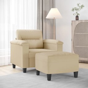 Poltrona Con Poggiapiedi Crema 60 Cm İn Tessuto Microfibra /