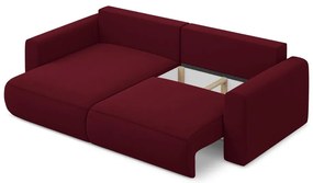 Divano angolare burgundy allungabile/con contenitore (con penisola a sinistra/con chaise lounge) con rivestimento in velluto Kapua – Makamii
