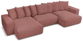 Divano angolare in rosa chiaro con rivestimento in velluto a coste Voltaire – Bobochic Paris