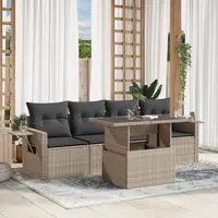 Set Divano da Giardino 5pz con Cuscini Grigio Chiaro Polyrattan 3267732