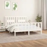 Giroletto con Testiera Bianco Legno Massello di Pino 160x200 cmcod mxl 76775