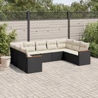 Set Divani da Giardino 9 pz con Cuscini Nero in Polyrattancod mxl 90878