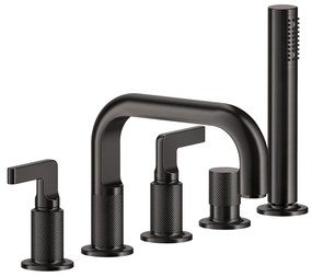 Gruppo bordo vasca 5 fori con bocca di erogazione deviatore flessibile e doccetta black xl inciso 58040 gessi