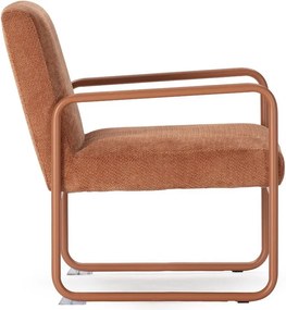 Poltrona color terracotta con rivestimento in ciniglia Vince – MOME