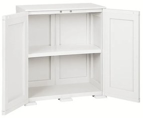 Armadio basso Simplex in resina, bianco L 43 x H 85.5 x P 79 cm, 2 ante, adatto per interno/esterno