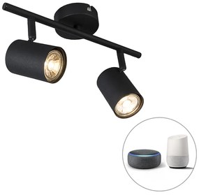 Faretto intelligente nero orientabile con 2 GU10 WiFi - Jeana