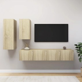 Set di mobili porta tv 4 pz rovere sonoma in legno multistrato