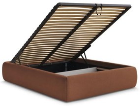 Letto matrimoniale imbottito arancione con contenitore/senza testiera con rete inclusa 180x200 cm Inera – Bobochic Paris