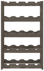 Portabottiglie per 20 bottiglie grigio legno massello di pino