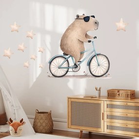 Adesivo murale - Capibara in bicicletta | Inspio