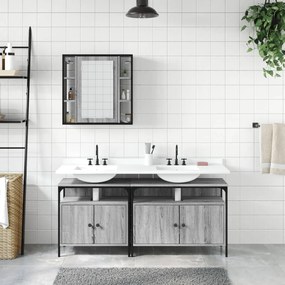 Set mobili da bagno 3 pz grigio sonoma in legno multistrato