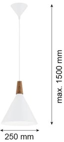 Argon 8630 - Lampadario a sospensione con filo KEGEL 1xE27/15W/230V bianco