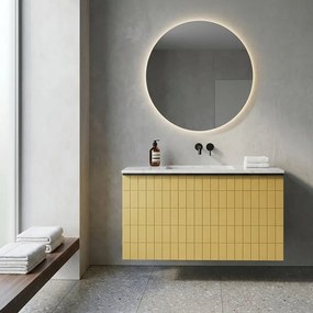 Mobile da bagno sospeso sotto lavabo Pixel grid 1 cassetto L 60 x H 40 x P 45.5 cm giallo laccato opaco, con maniglia alluminio nero opaco