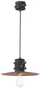 Lampadario Vintage Urban Ferro E Ceramica Nero 1 Luce E27 40Cm