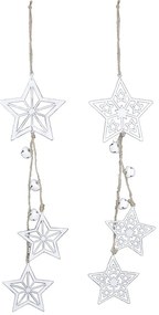 Set di 2 ornamenti pendenti bianchi con stelle - Ego Dekor