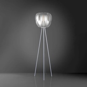 Lampada Da Terra Con Treppiede 1 Luce Queen In Polilux Silver D60 Made In Italy