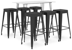 Set Da Bar 7 Pz Bianco E Nero /