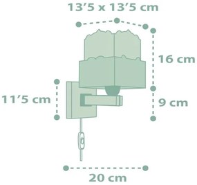 Dalber 63169H - Applique per bambini PANDA 1xE27/60W/230V verde