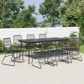 Set da pranzo da giardino 9 pz nero in rattan pvc