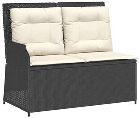 Set salotto da giardino con cuscini 7pz nero polyrattan