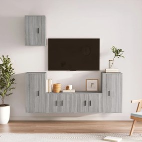 Set Di Mobili Porta Tv 5 Pz Grigio Sonoma İn Legno Multistrato /