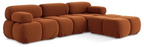 Divano angolare componibile arancione con rivestimento in velluto Lokua – Makamii