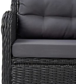 Set da Pranzo da Giardino 7 pz in Polyrattan Nero