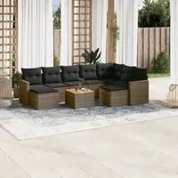 Set Divano da Giardino 10 pz con Cuscini Grigio in Polyrattancod mxl 112560