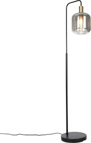 Lampada da terra di design nera con vetro oro e fumé - Zuzanna