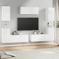 Set di Mobili Porta TV 7 pz Bianco in Legno Multistrato cod mxl 33890